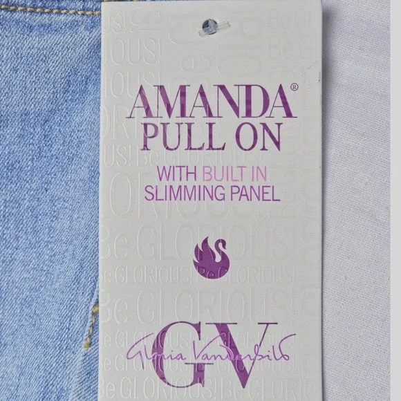 Gloria Vanderbilt Jeans Womens 8 Blue Amanda Pull On Denim Jegging Stretch NWT - Picture 6 of 8